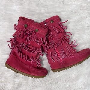 Fringe Pink Kids Boots